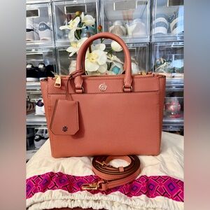 🌷Brand New Tory Burch Robinson Small Double Zip Tote Tramonto